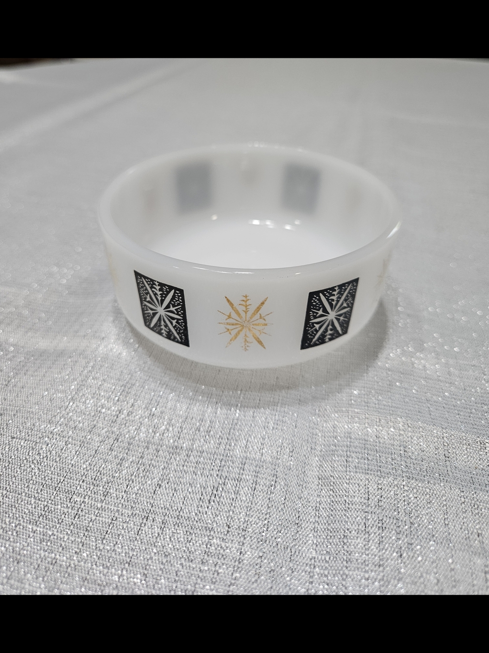 Federal Glass Atomic Starburst Milk Glass Bowl